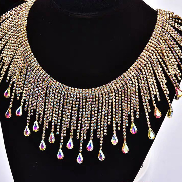 AB color water drop tassel claw chain, fancy code chain, water diamond chain, direct sales from the factory for export pic 5