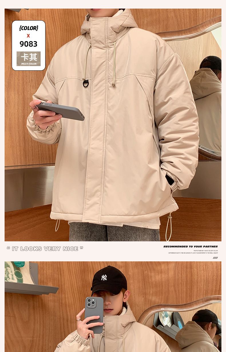 山系口袋连帽工装外套男女日系复古机能轻户外冲锋衣棉服夹克男详情16