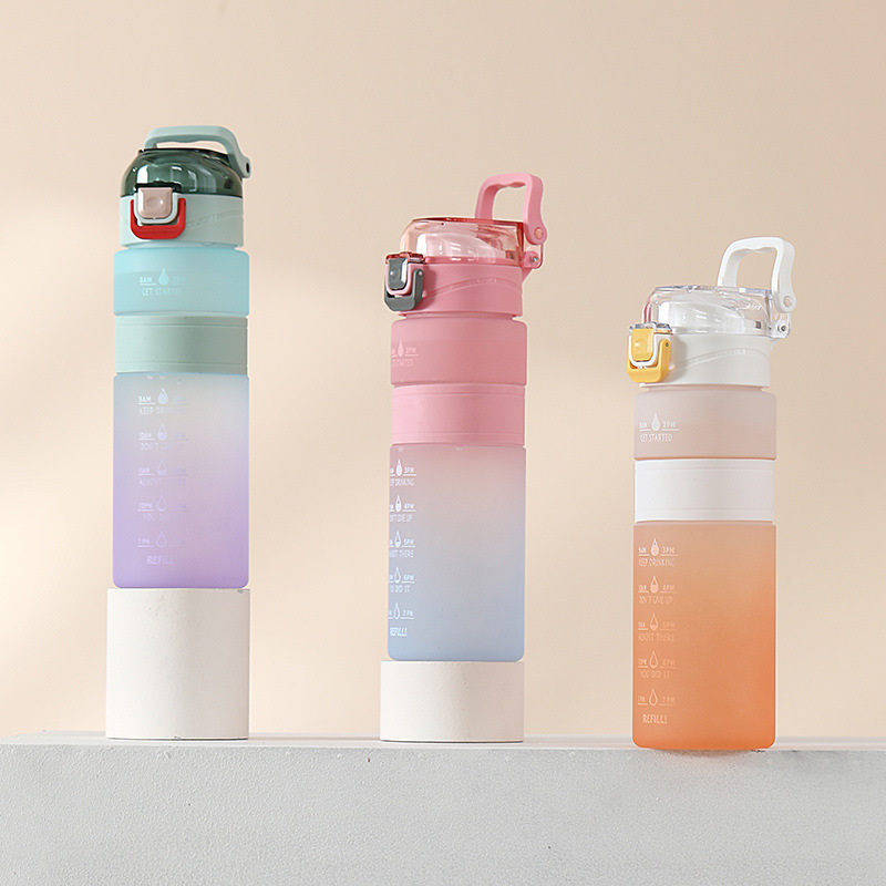 Gradient color ins feng shui cup, convenient water bottle, sports water cup pic 1