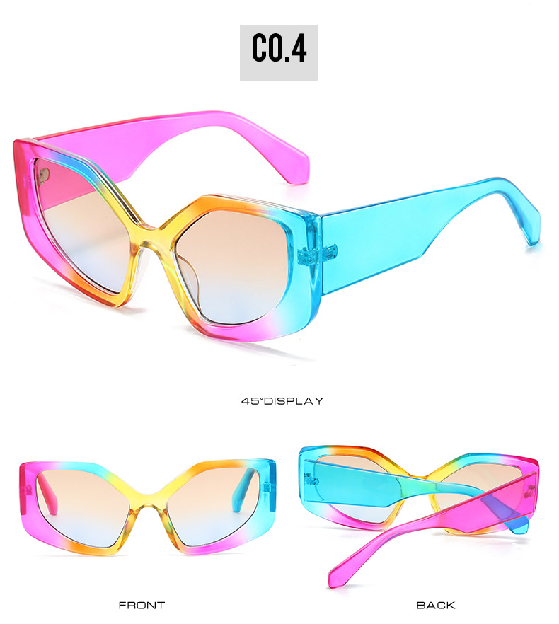 2023跨境新款猫眼太阳镜 欧美亚马逊新品热款个性炫彩彩虹色墨镜详情10