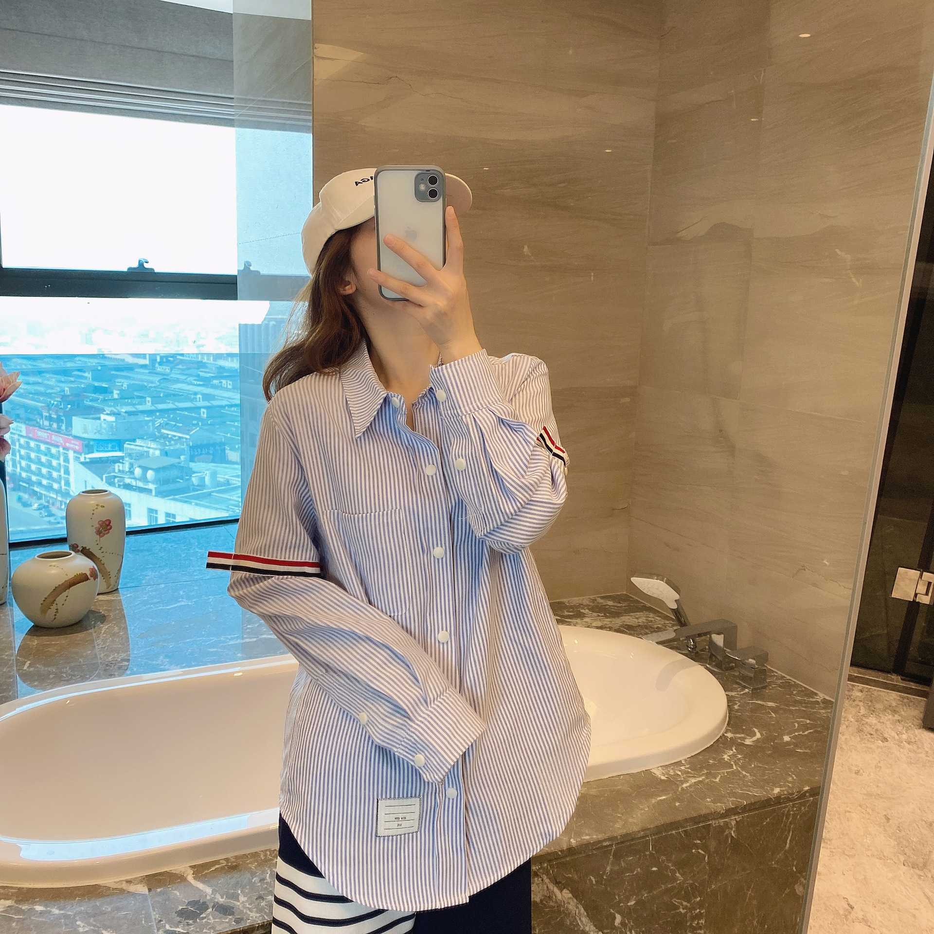 TB casual trendy brand poplin slim-fit solid white shirts for men and women, Oxford fabric shirts for women with long sleeves pic 43