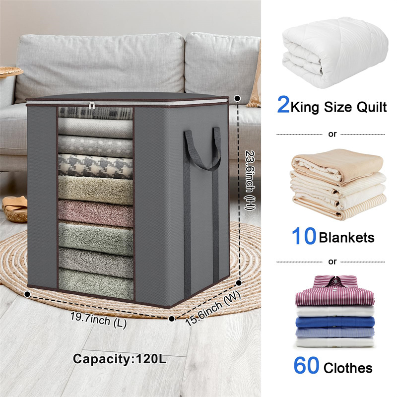 Large-capacity blanket organizing and storage bags, cross-border reinforced handle storage and moving bags, household clothes and cotton quilt storage bags pic 9