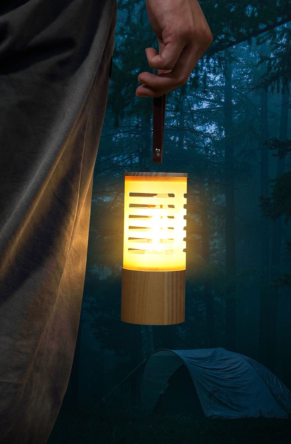 Great outdoor night light atmosphere warm light illumination tent portable cross-border foreign trade solid wood campsite camping light pic 9
