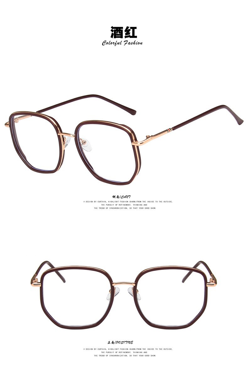 The same style of large face anti-blue light slimming natural face glasses as Internet celebrities, olive green anti-ultraviolet Douyin live streaming Instagram glasses pic 14