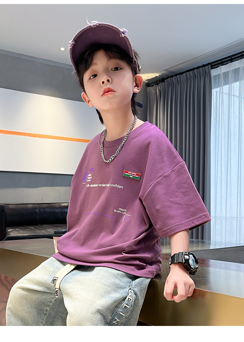 男童短袖T恤夏装2024新款儿童夏季纯棉上衣男孩中大童原创半袖潮t详情26