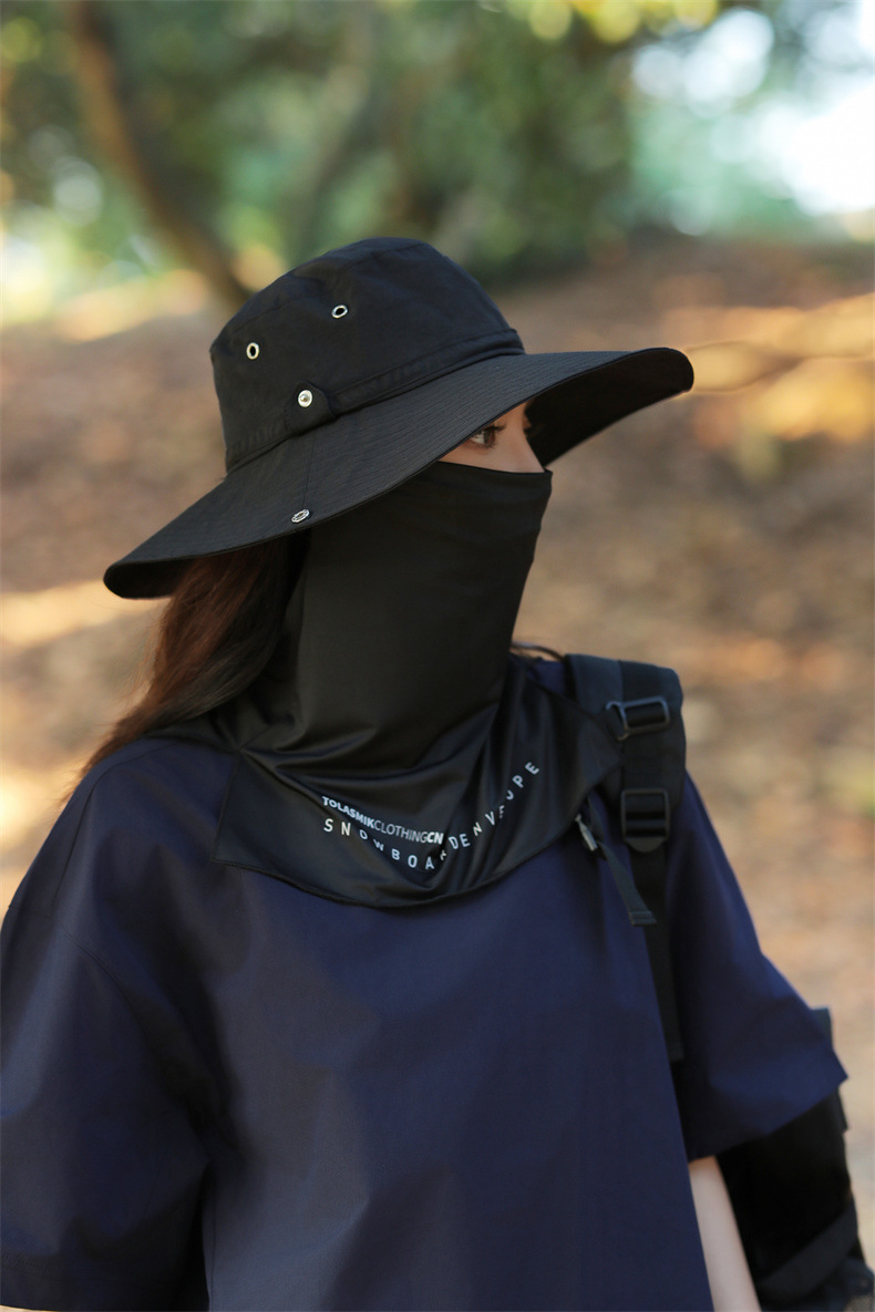 大沿防晒遮脸面纱罩遮阳帽子女士夏季登山帽户外男防紫外线钓鱼帽详情22
