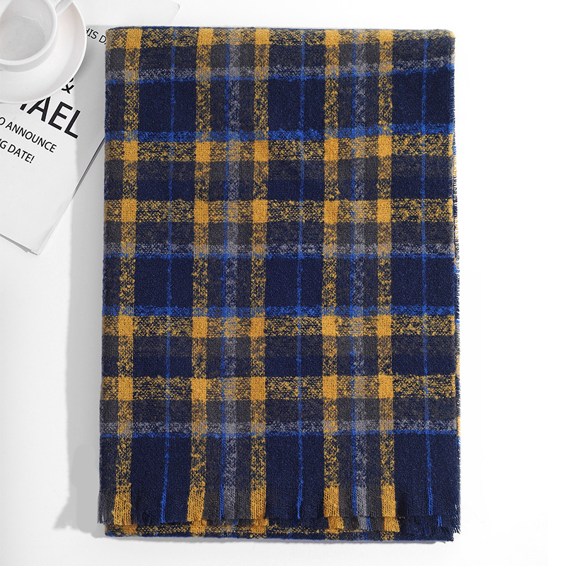Winter couple student checkered scarf for girls 2023 Christmas gift, thickened and warm fringed faux cashmere scarf shawl pic 20
