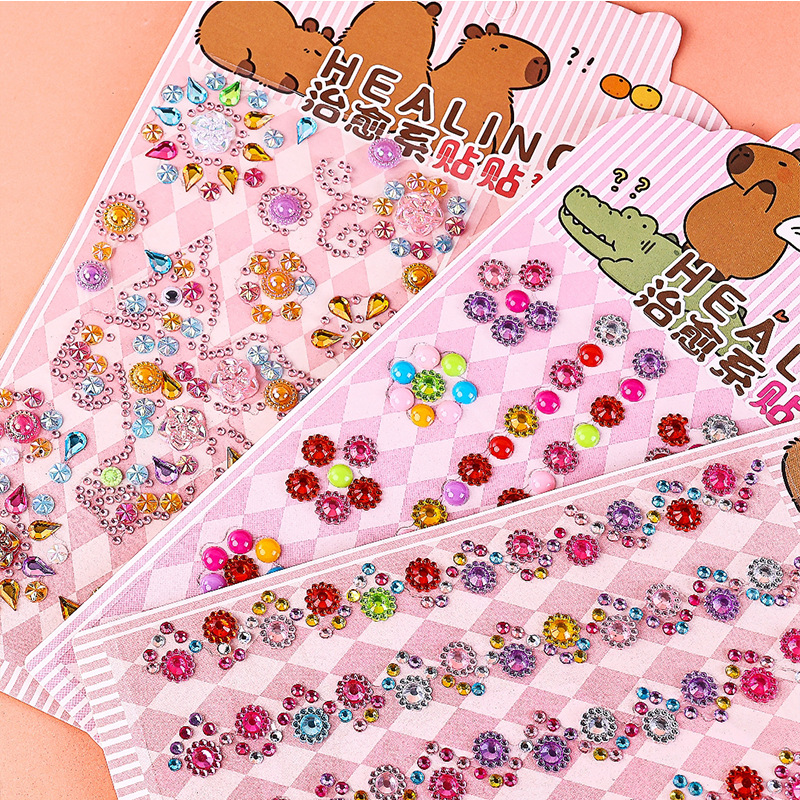 新款卡皮巴拉系列装饰贴 治愈系贴贴钻亚克力手机保温杯贴纸详情11