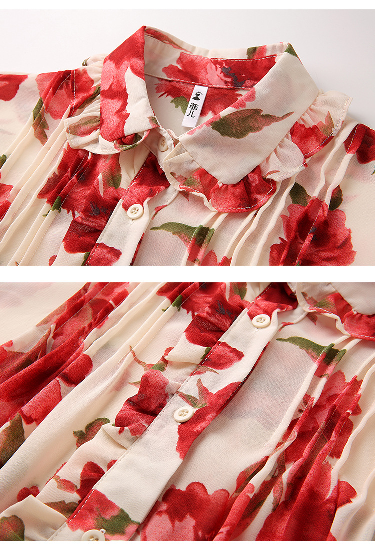 2020夏季新款短袖上衣女韩版碎花雪纺衫百搭气质衬衫详情9