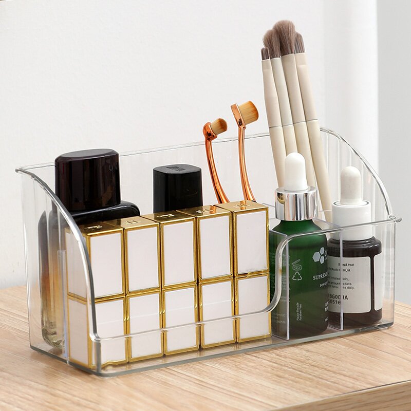 Light luxury multi-cell division desktop cosmetics storage box acrylic rectangular finishing box dresser skin care products pic 22