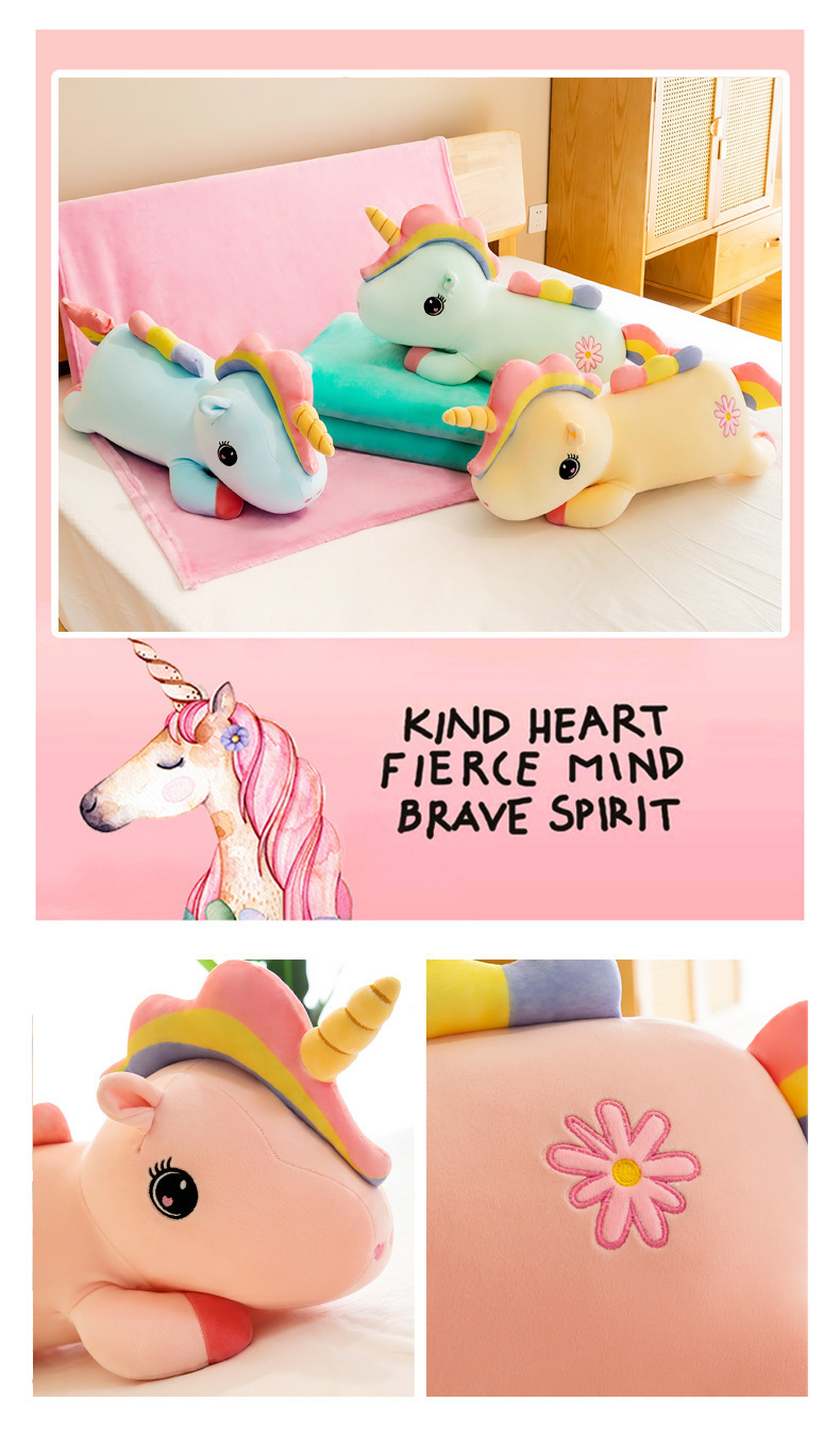 New unicorn throw pillow blanket, cute and girlish, Daisy rainbow unicorn air conditioner blanket, cute doll wholesale pic 13