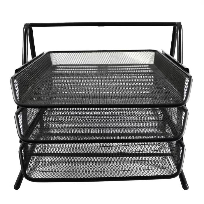 Wholesale of office supplies, desktop wire mesh, metal ironwork, three-layer and four-layer file trays, storage file racks pic 2