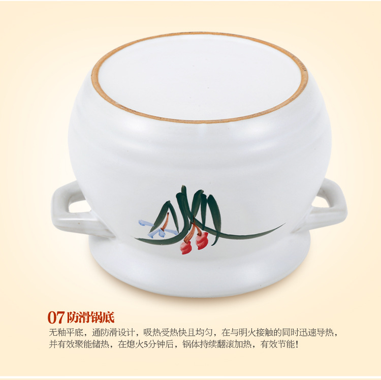 Orchid stewed pot, stone pot, clay pot, open flame, household ceramic pot, open flame, high-temperature resistant stewing pot for health preservation pic 13