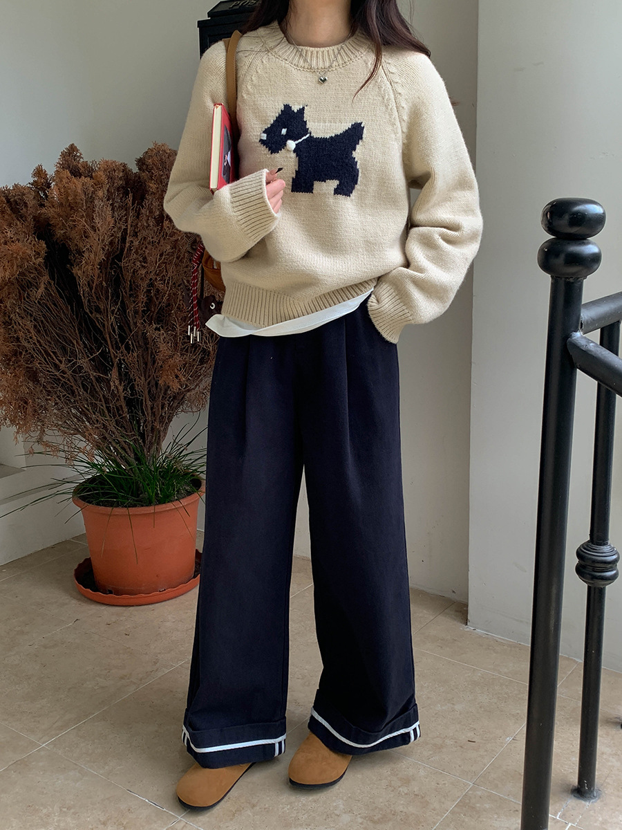 3th Morning North Island Park Korean Style Youthful Dog Embroidered Round Neck Pullover Sweater ZY2381 pic 68