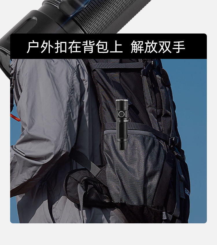 跨境输出LED强光远射USB充电三眼多功能夹帽灯超亮迷你便携小手电详情6