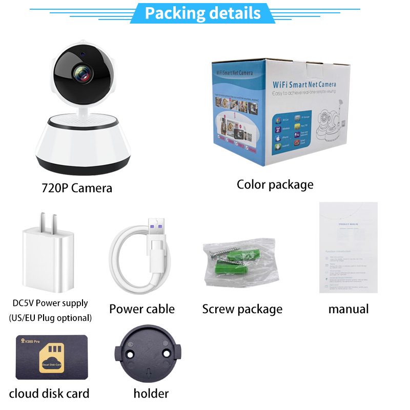 Factory wholesale and consignment delivery of V380 home dog shaking head machine 360-degree wifi high-definition network monitor camera pic 4
