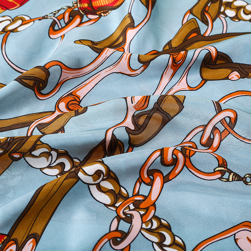 Factory direct sales of new satin chiffon printed fabric and European and American chain pattern shirt fabric in stock for wholesale pic 28