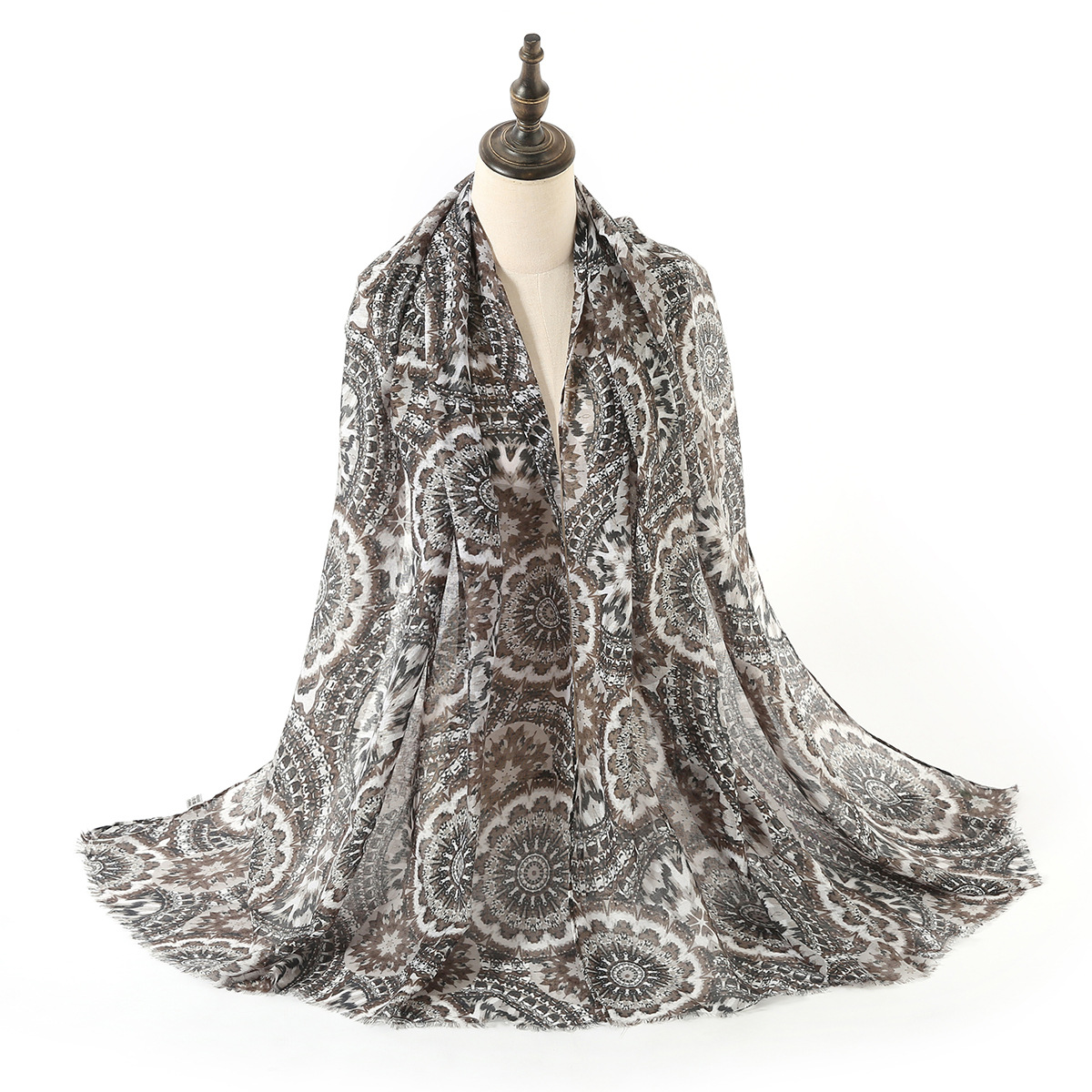 一件代发 新款出口欧美 时尚经典印花棉麻围巾女 披肩 工厂批发详情3