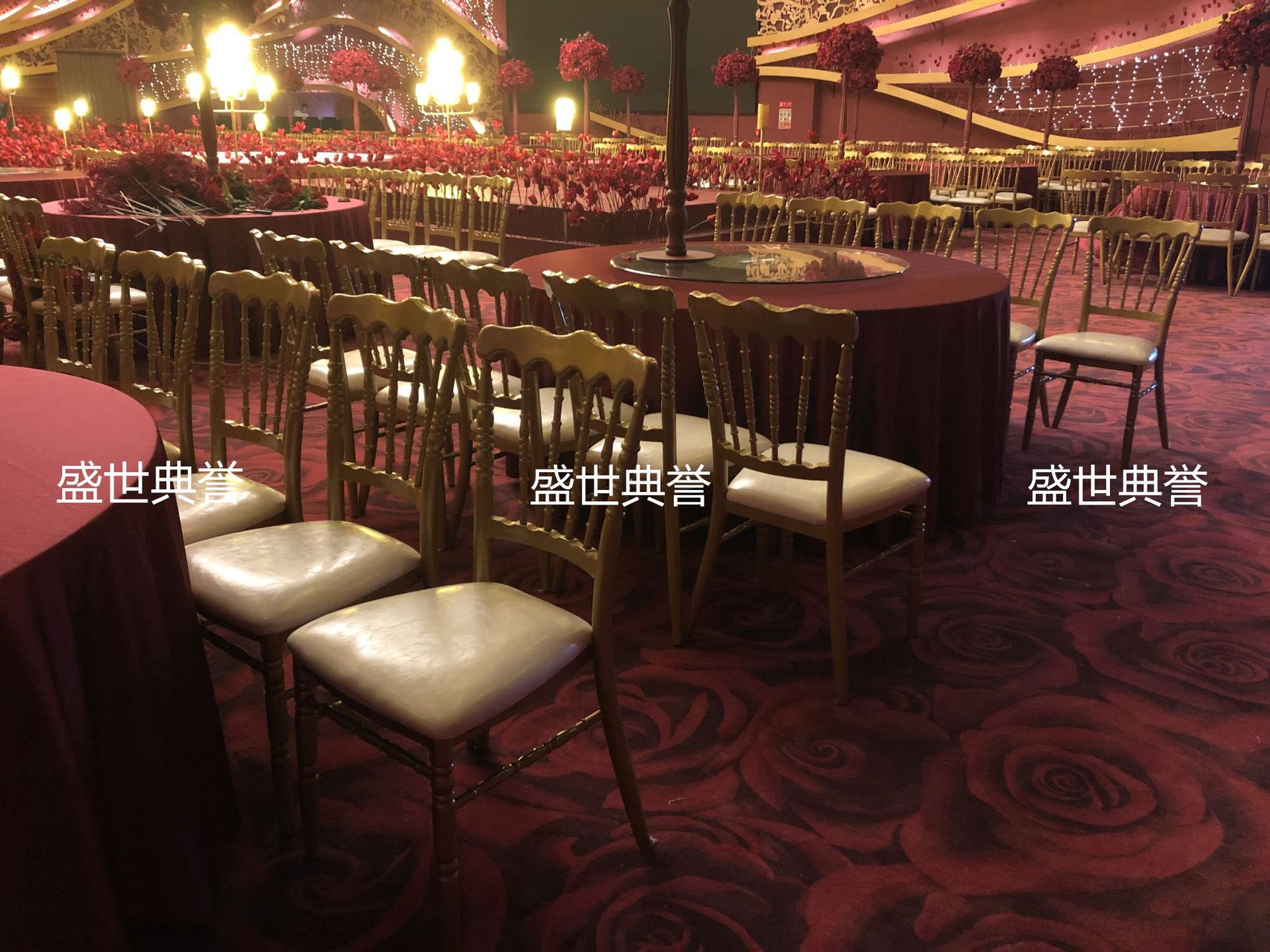 Ningbo star hotel banquet hall dining tables and chairs, banquet center catering furniture, theme wedding bamboo joint chairs, castle chairs pic 2