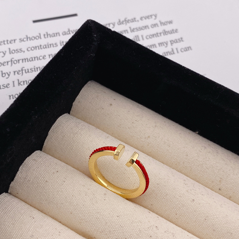 新年红色字母H戒指红绳简约百搭显白指环辣妹风开口可调节食指女详情9