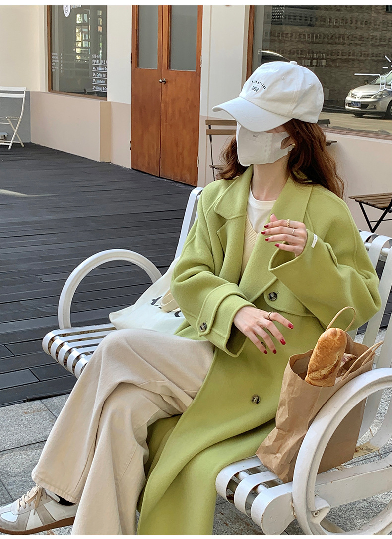 Q469 Dongdaemun Double-sided Cashmere Coat Korean version Autumn and Winter New Style Wool Tie suit collar woolen coat for women pic 25