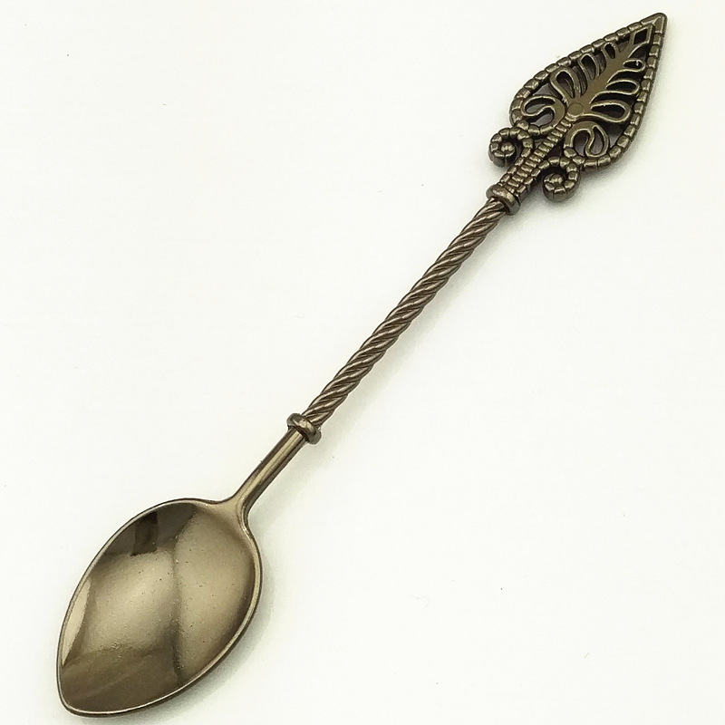 New retro alloy coffee spoon, ice cream spoon/jam spoon, small recipe, gold, silver and copper dessert spoon (JY90) pic 34