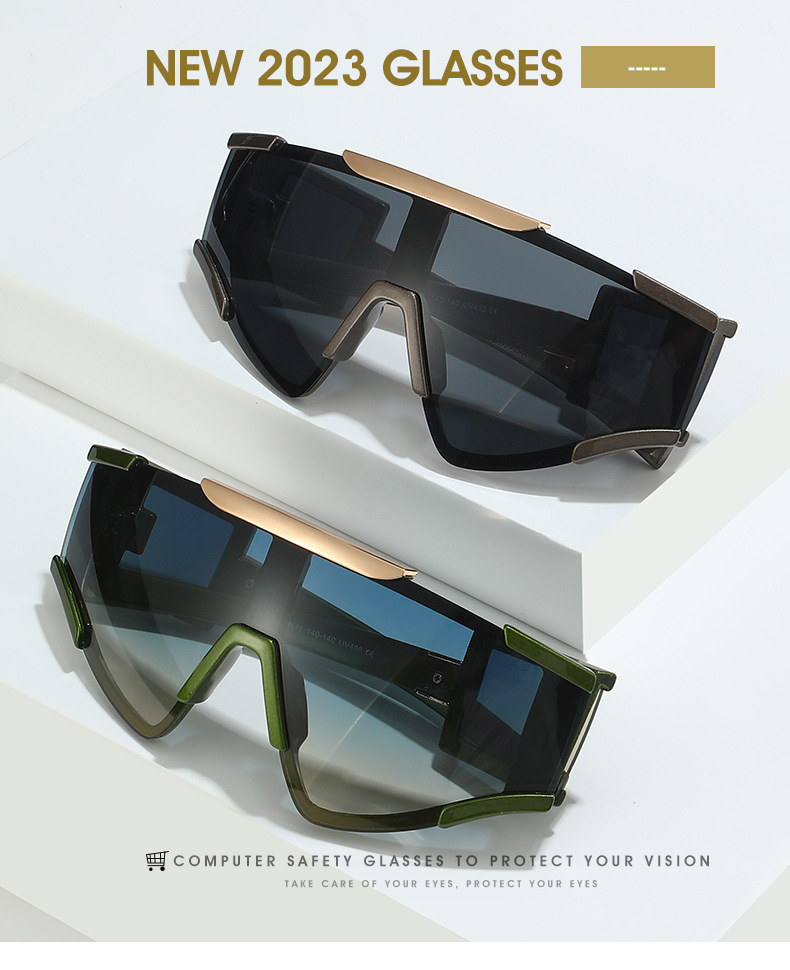 2023新品巴尔家个性骑行运动太阳镜  跨境一体多镜片三角时尚墨镜详情1