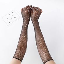 烫钻渔网袜女薄款黑色性感带钻镂空大网眼网格连裤袜子ins潮网红详情5