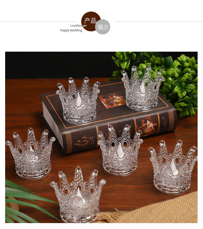 Amazon transparent candle light, crown electronic candle, led light, desktop anti-realistic candle, golden heart-shaped night light pic 8