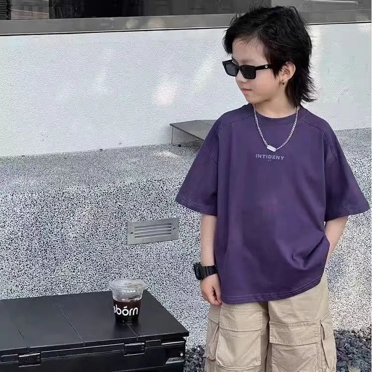 男女童短袖t恤夏装新款洋气圆领印花帅气中大童半袖上衣夏季童装详情8