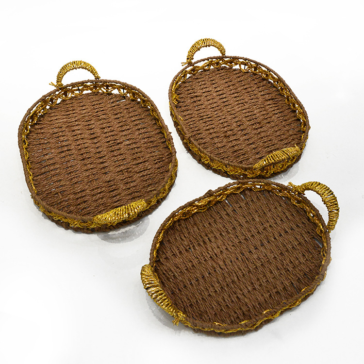 特价清仓纸编手拿托盘 果蔬篮子桌面收纳盒茶几遥控器杂物储物筐详情2