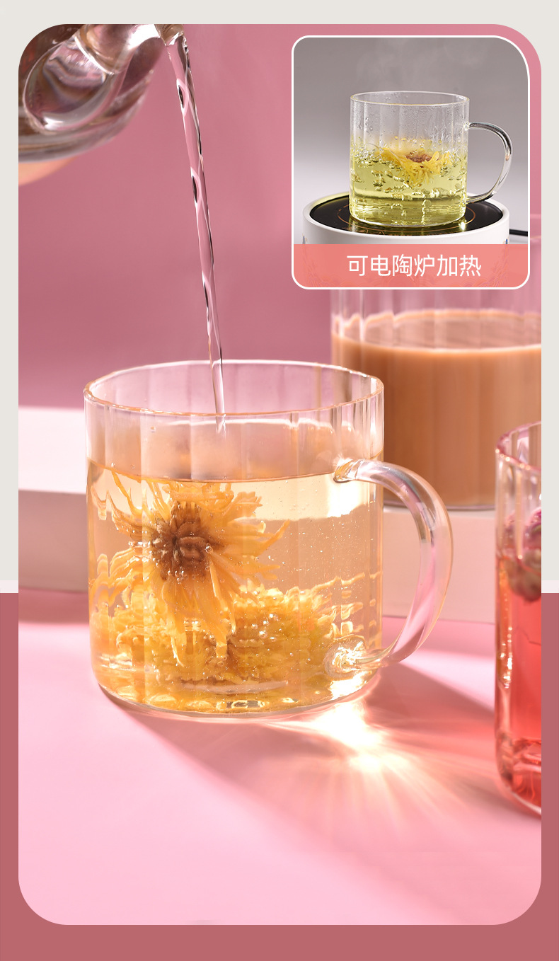 New striped glass water cup, large-mouthed milk cup, colorful glass cup, ins high appearance level souvenir cup pic 8