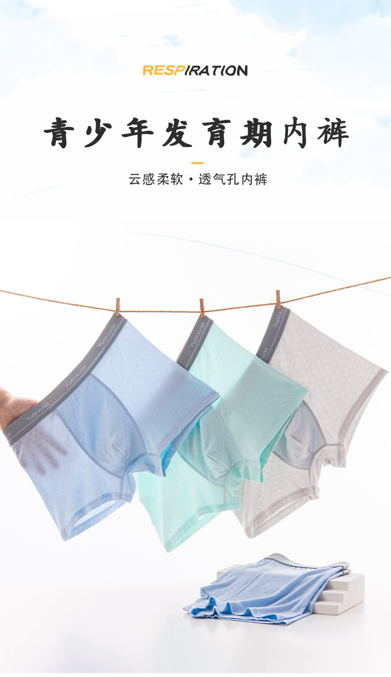 男士内裤纯色平角裤莫代尔亲肤大码中腰速干四角透气少年内裤批发详情1