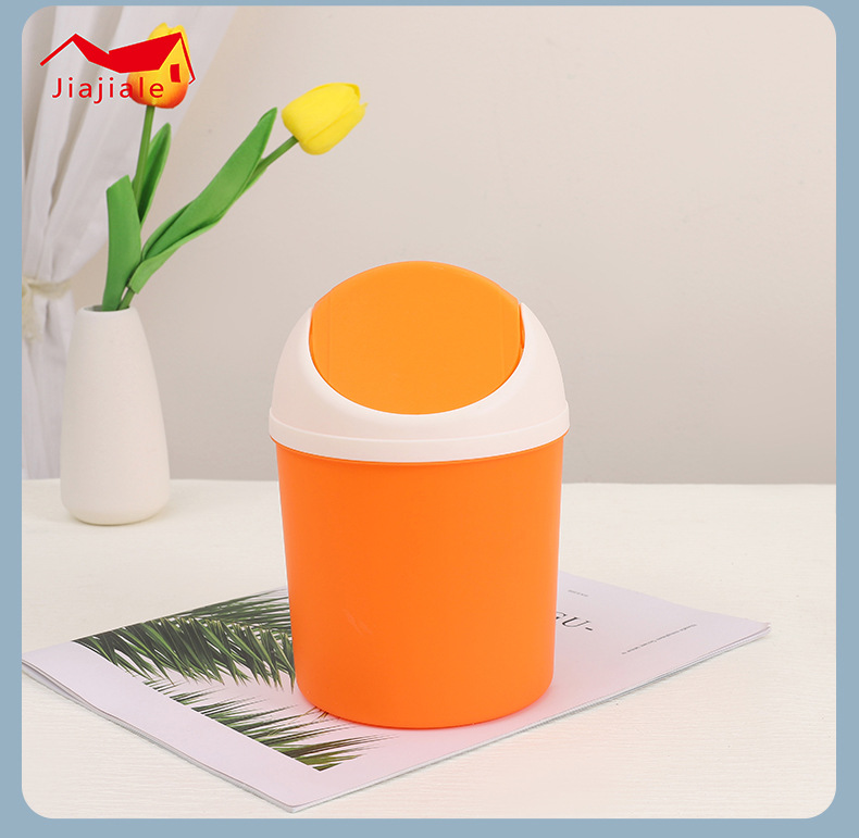 桌面垃圾桶小巧可爱迷你创意卡通多功能笔筒家用塑料送DIY贴纸详情8