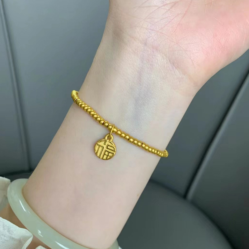 古法传承手镯女仿真黄金正品实心越南沙金素圈不掉色福牌手链首饰详情29