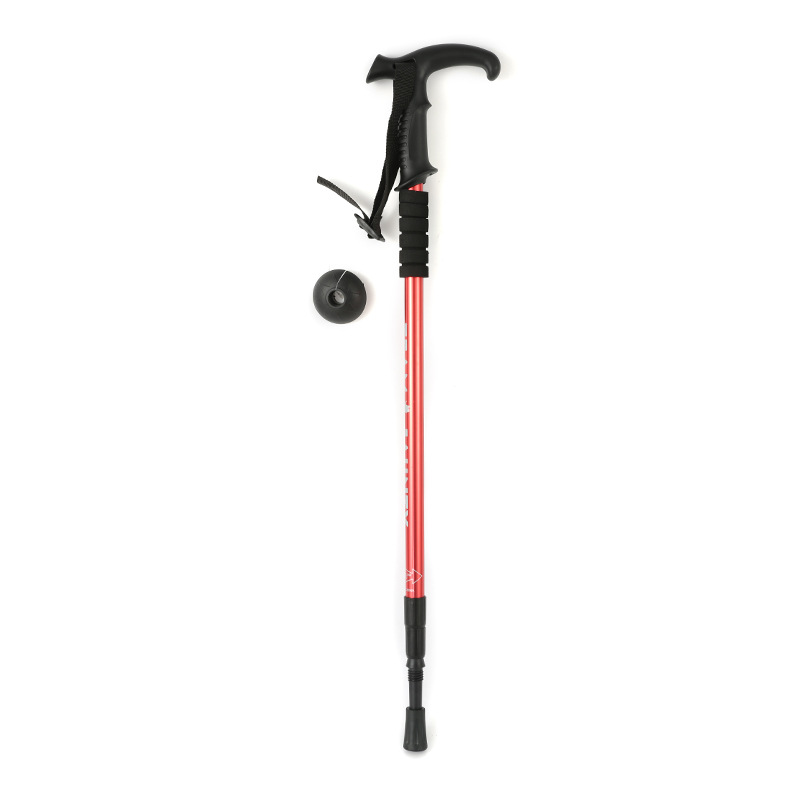 Three-section telescopic straight handle curved handle high-strength aluminum alloy outdoor hiking poles, walking sticks and walking crutches pic 9