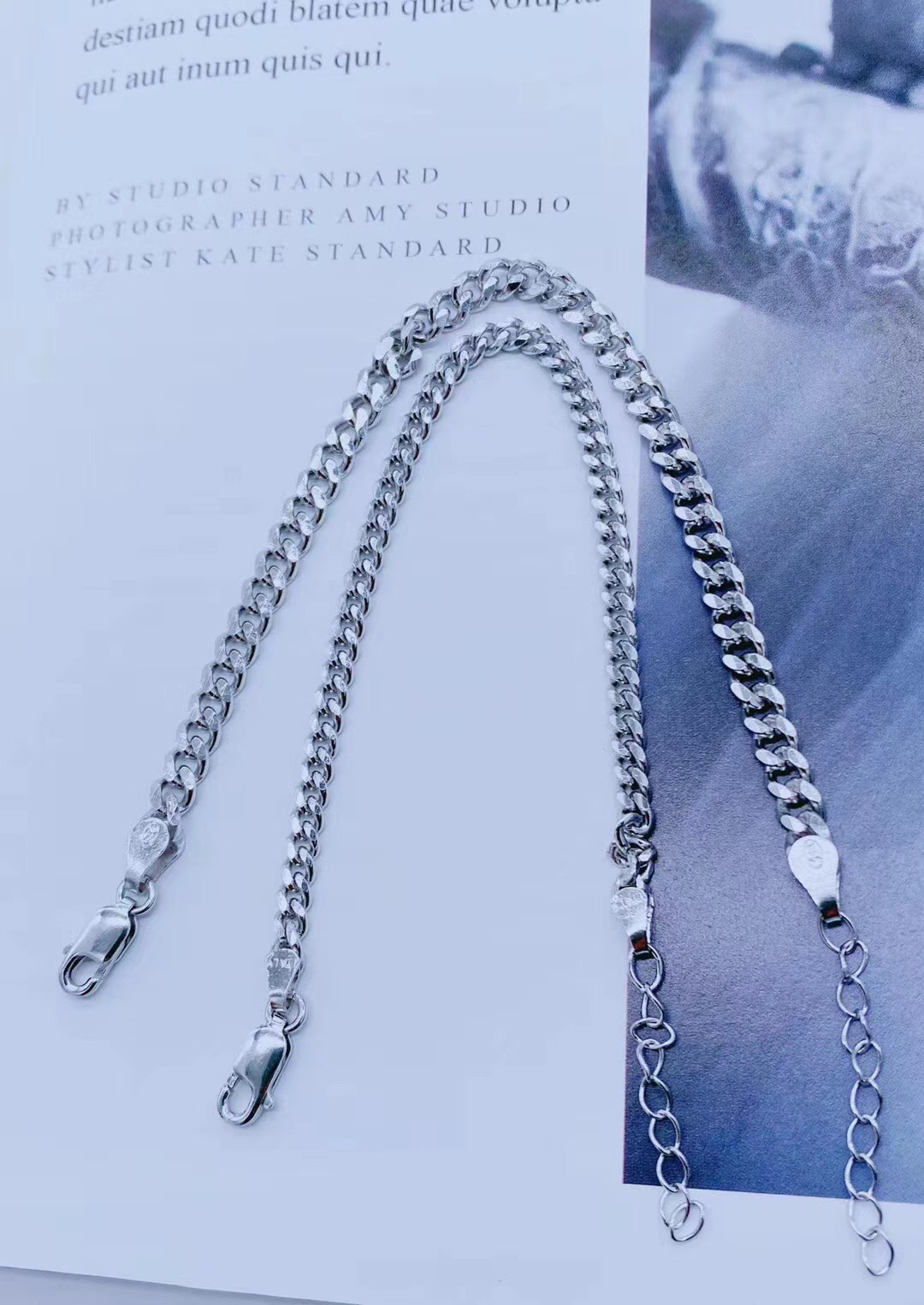 925银扁链情侣手链的大众ins风手链上手超美银饰品详情16