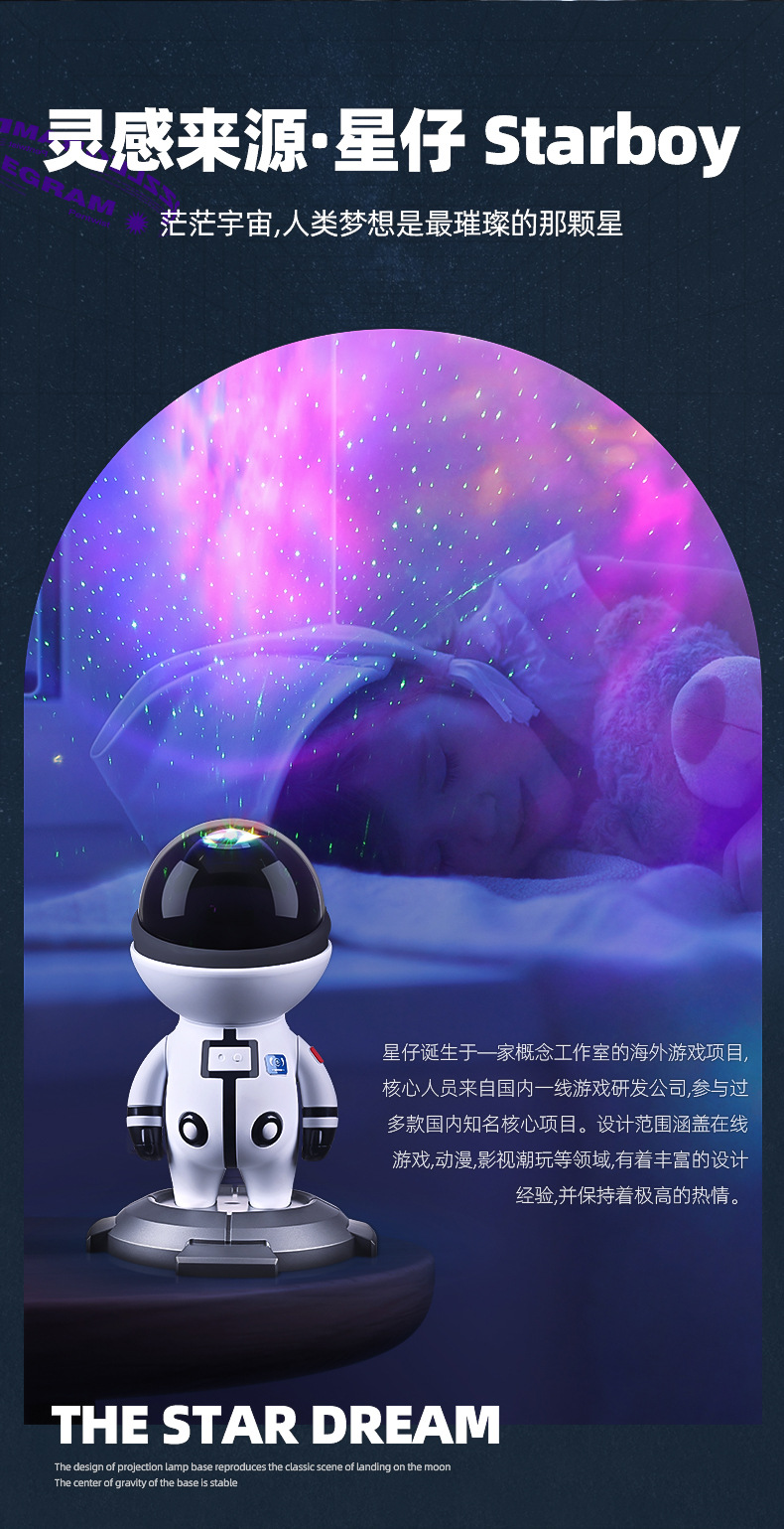 Cross-border new astronaut starry sky projector Night light laser Qixi Festival atmosphere Starry sky Astronaut projection light pic 7