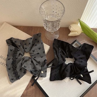 Black large intestine hair band, high-end Korean hair accessory, satin French pleated headband for washing face, high head and groin wholesale pic 9