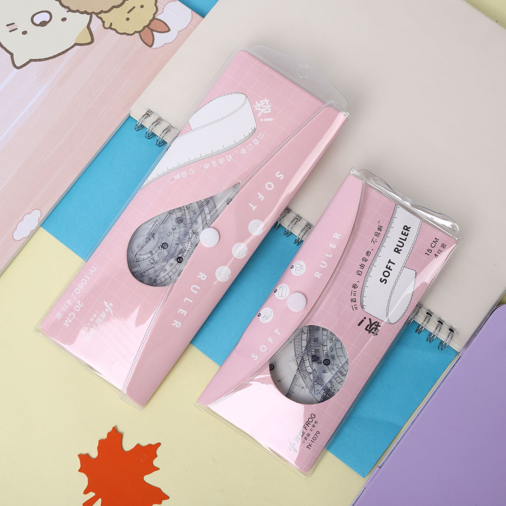 Wholesale of creative flexible rulers for exams, 20cm rulers for primary school students, four-piece set of stationery, straight rulers, and set squares for Angle measurement pic 13