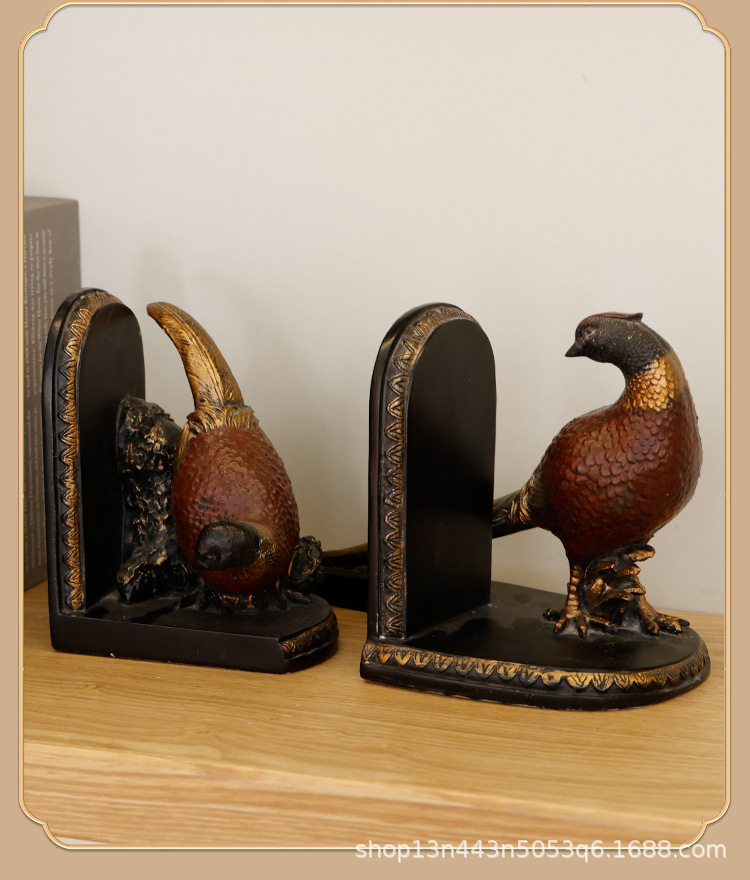 复古欧式鸟造型摆件书房办公室桌面装饰树脂工艺品创意家居摆设详情5