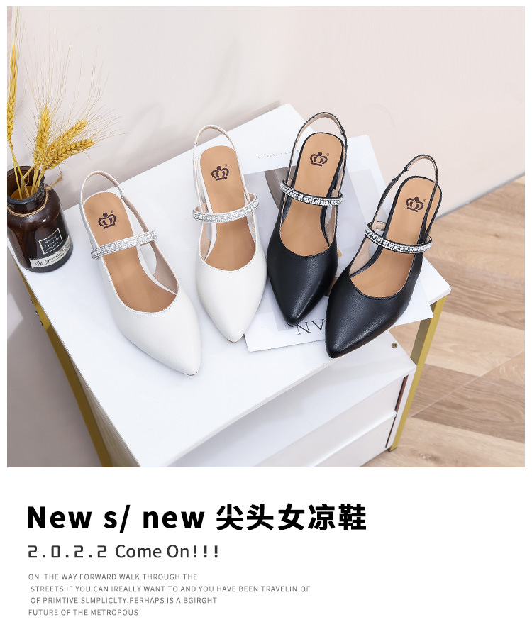 夏季凉鞋女新品韩版女士高跟尖头高级感时尚羊皮单鞋包头女鞋批发详情2