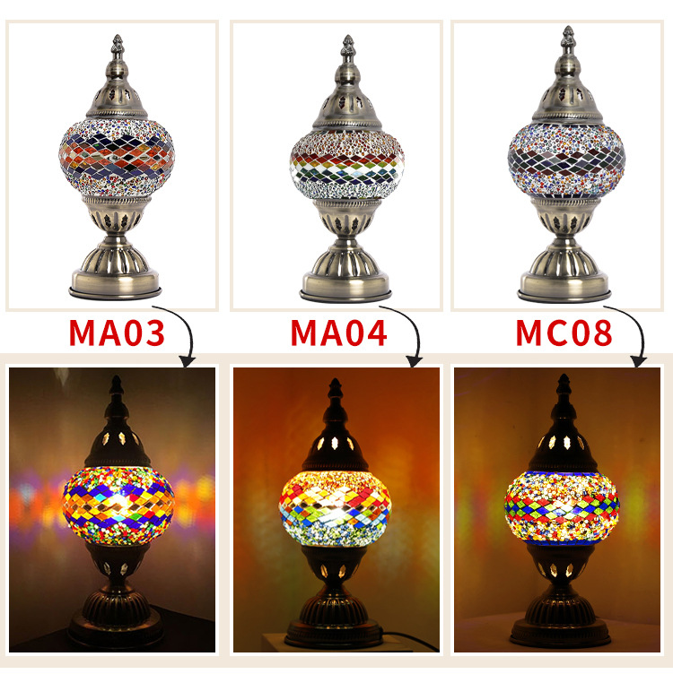 Qianlian Turkish small table lamp, retro exotic bedroom, living room, dining room lamp, hotel and homestay, Southeast Asian handmade table lamp pic 13