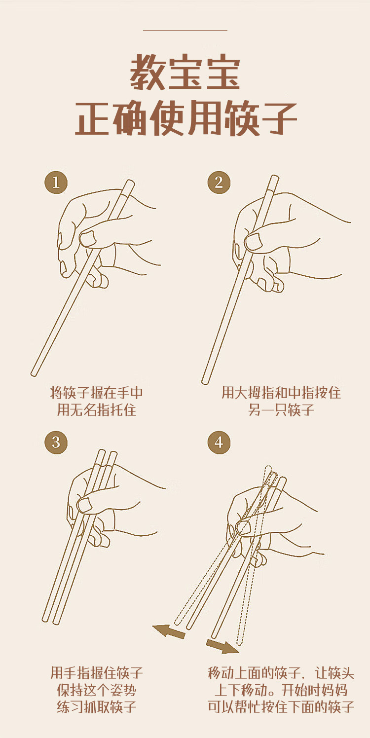 儿童筷子无漆木筷子可爱动物家用练习筷小孩宝宝专用筷学习训练详情7