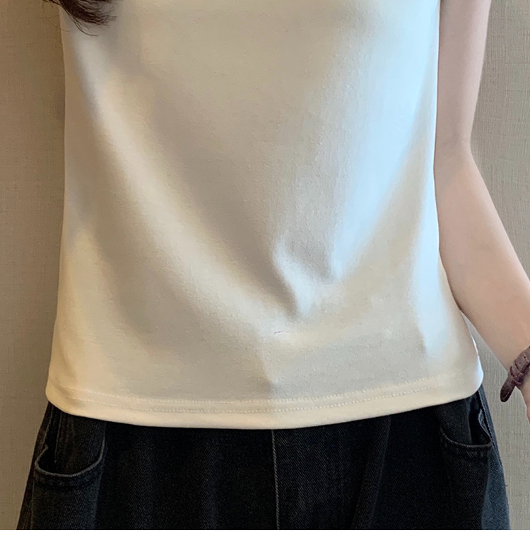 American shoulder-length round-neck short-sleeved T-shirt women's 2024 summer new style, a slimming and figure-hugging short T-shirt top for hot girls pic 53