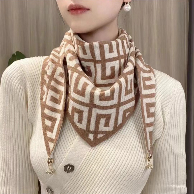秋冬季新款仿羊绒磁扣针织双色三角巾女保暖洋气时尚百搭护颈围巾详情12