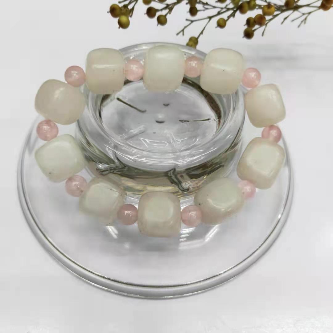 Factory wholesale of natural square rose quartz irregular combination bracelets, diy rose quartz bracelets, Buddhist prayer beads and fortune-changing jewelry pic 9