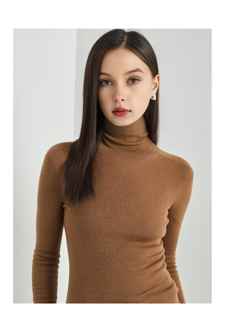 100% wool high-neck base layer shirt, a new bestseller for autumn and winter, versatile and stylish. Pair it with a long-sleeved knitted sweater and top for women pic 19