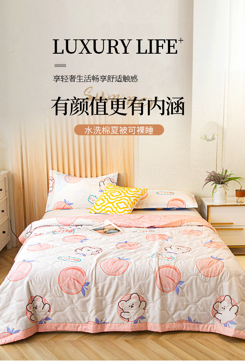 夏季水洗棉夏凉被床上用品水洗空调夏被单双人被芯学生宿舍薄被子详情2