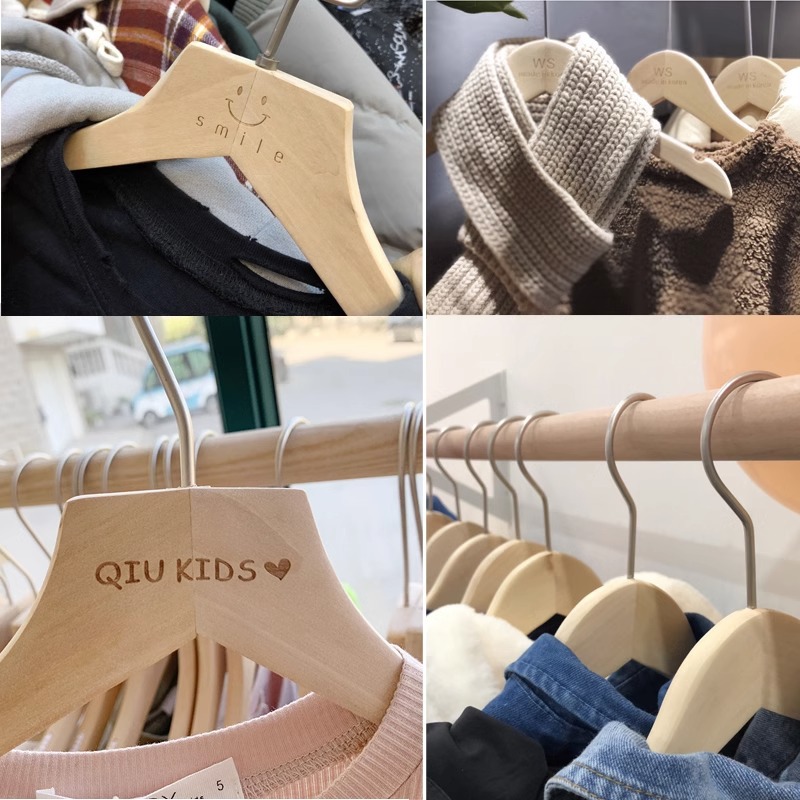 服装店实木儿童衣架无痕挂钩家用加粗成人裤架防滑晾衣架衣挂批发详情7